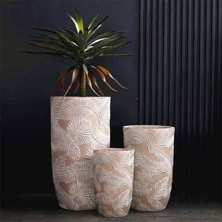 Dia 29 37 4bcm Big Plant Pot Factory Wholesale Large Flower Pot White Planters Outdoor Indoor Fiber Clay Planter Pot