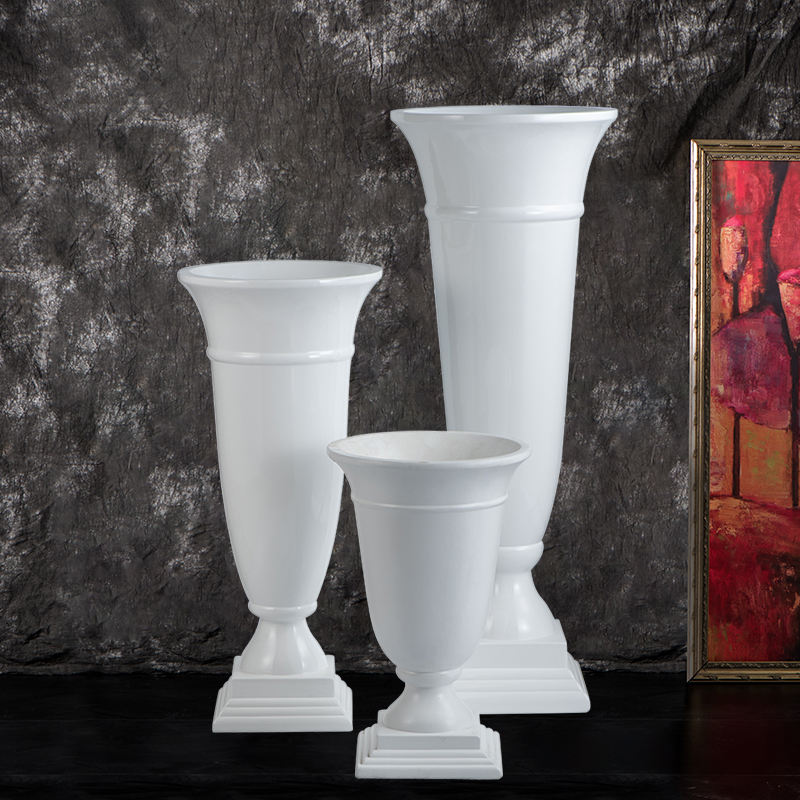Classic Trumpet Flower Vases for Weddings Centerpiece 48 Inch Tall White Urn Vase Decoration Mariage