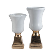 Creative Pedestal Vase White and Gold Vases for Flowers Home Decor Luxury Floor Vase