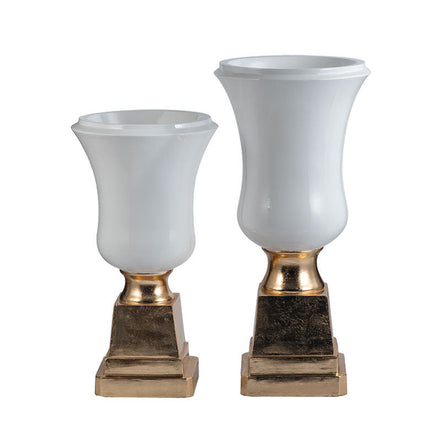 Creative Pedestal Vase White and Gold Vases for Flowers Home Decor Luxury Floor Vase