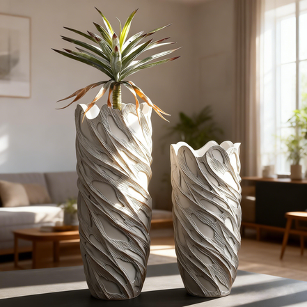 Fabrik Direktverkauf Bodenvase Große Sets Wohndekoration Haus Pflanzgefäß Antikweiß Fiberglas Große Bodenpflanzenvase