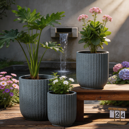 Zement-Pflanzgefäße für Innenpflanzen, Übertöpfe, große Garten-Beton-Dekor-Blumentöpfe, handgemacht