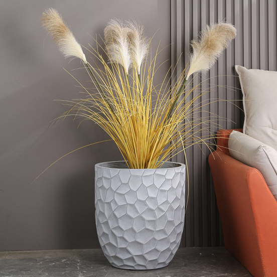 Geometric Pattern Artistic Eco-Friendly Garden Plant Pots Lightweight Durable Drainage Hole Small Large Indoor Outdoor Fiber