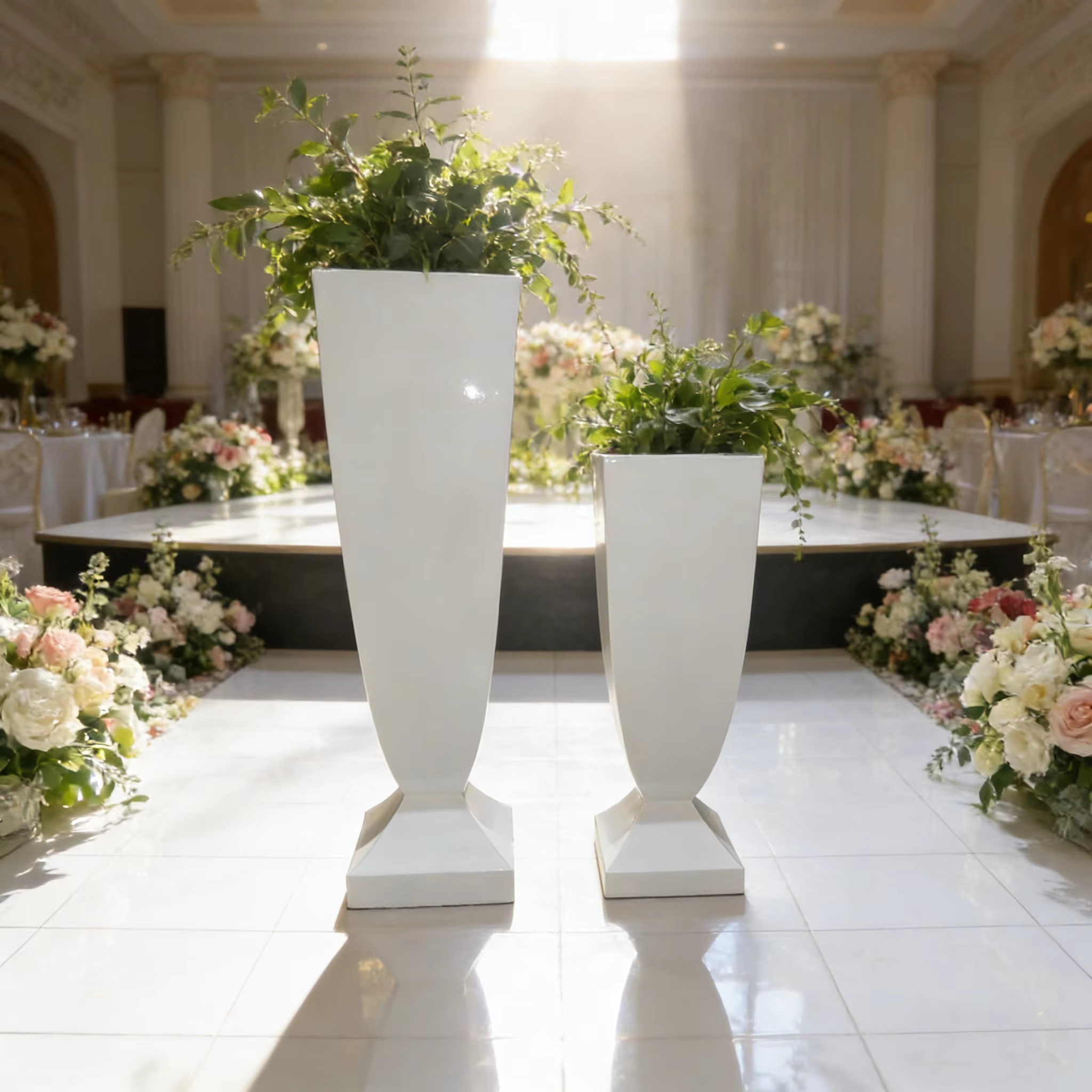 Schlanke, säulenförmige, leichte, langlebige Premium-Pflanzenfaser-Bodenvase für Hotellobbys, Hochzeiten und Heimdekoration