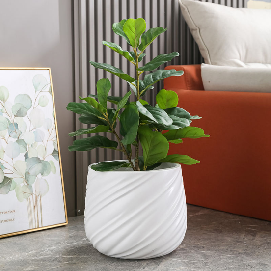 Wholesale Dia 45cm Large Plant Pots Outdoor Indoor White Flower Pots Big Fiber Pots for Plants