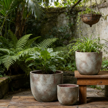 Large Wholesale Durable Eco-Friendly Cement Retro Design Flower Pots with Drainage Hole for Indoor/Outdoor Use