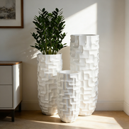 70/90/120cm Bodenvase Heimdekoration Fiberglas-Töpfe Hohe weiße Zylinder-Bodenvase Große dekorative Vasen