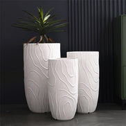 Dia 29 37 4bcm Big Plant Pot Factory Wholesale Large Flower Pot White Planters Outdoor Indoor Fiber Clay Planter Pot