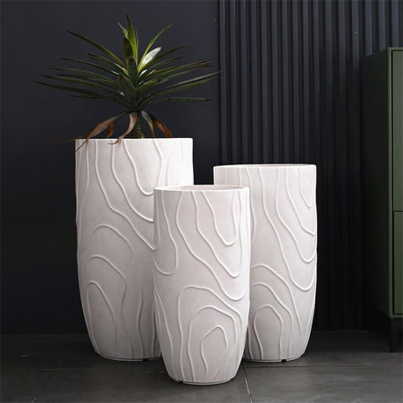 Dia 29 37 4bcm Big Plant Pot Factory Wholesale Large Flower Pot White Planters Outdoor Indoor Fiber Clay Planter Pot