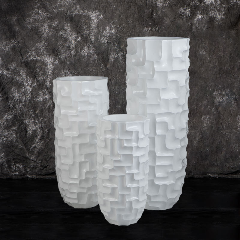48 Zoll hohe Vase Wohndekoration 70 cm Fiberglas Innenpflanzgefäß 90 cm weiße Zylindervase große Vasen