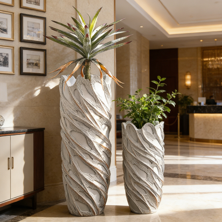 Fabrik Direktverkauf Bodenvase Große Sets Wohndekoration Haus Pflanzgefäß Antikweiß Fiberglas Große Bodenpflanzenvase