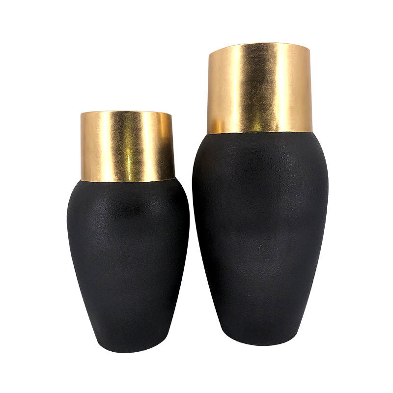 创意金色黑色奢华花瓶室内现代球形玻璃纤维装饰花瓶