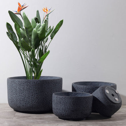 Blumentopf aus Ton, schlichtes Design, für Zuhause, Großhandel, große Pflanzgefäße aus Faserverbundstoff, Pflanztöpfe für drinnen und draußen