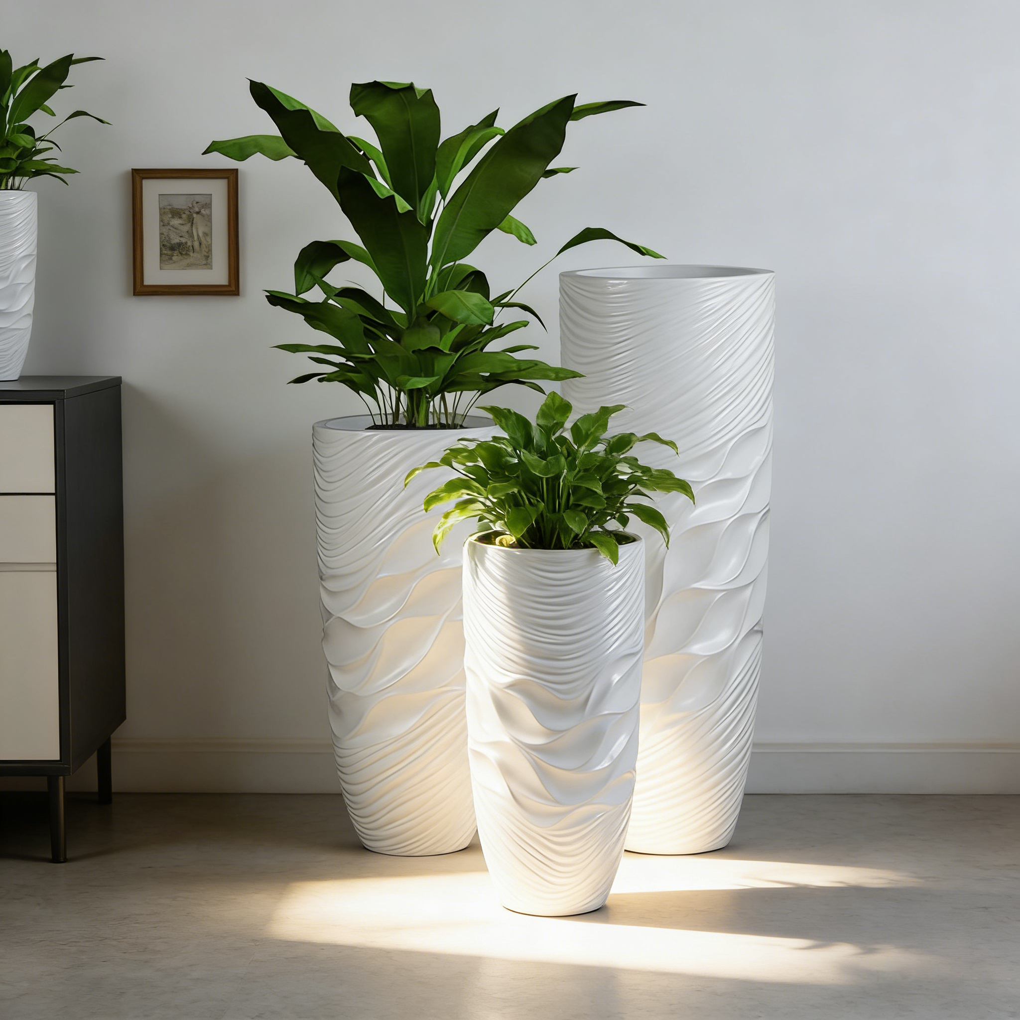 70/90/120 cm hohe Bodenvase für die Heimdekoration, Herstellerlieferung, Glasfaser-Bodenvase, große dekorative weiße moderne Vase