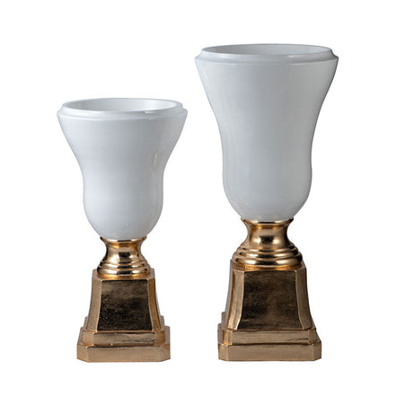 Creative Pedestal Vase White and Gold Vases for Flowers Home Decor Luxury Floor Vase