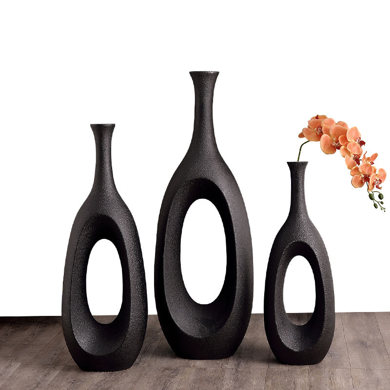 New Collection Creative Flower Vases Luxury Decorative Vase Set Modern Black White Fiberglass Eco-friendly Durable Floor Vases