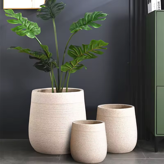 Large Flower Pot Factory Supply Fiber Clay Planter Pot Home Decor Indoor Outdoor Big Pots for Plants
