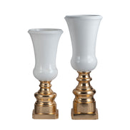 Creative Pedestal Vase White and Gold Vases for Flowers Home Decor Luxury Floor Vase