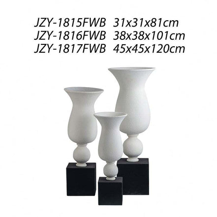 Classic White Black Planter Urns Indoor Home Decor Frosted Fiberglass Tall Vase
