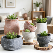 Faserzementbeton umweltfreundliche Garten-Dekorations-Blumentöpfe mit Ablaufloch für den Innen- und Außenbereich