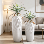 Neu eingetroffene hohe Vasen für die Heimdekoration, Fiberglasvasen, große Bodenväsen, weiße zylindrische große Pflanzgefäße