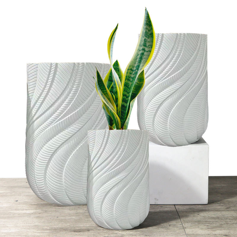 33/44/56cm Hoher Weißer Blumenkübel Großhandel Moderne Blumentöpfe Outdoor Indoor Pflanztöpfe Fiber Clay Große Pflanztöpfe