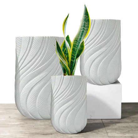 33/44/56cm Hoher Weißer Blumenkübel Großhandel Moderne Blumentöpfe Outdoor Indoor Pflanztöpfe Fiber Clay Große Pflanztöpfe