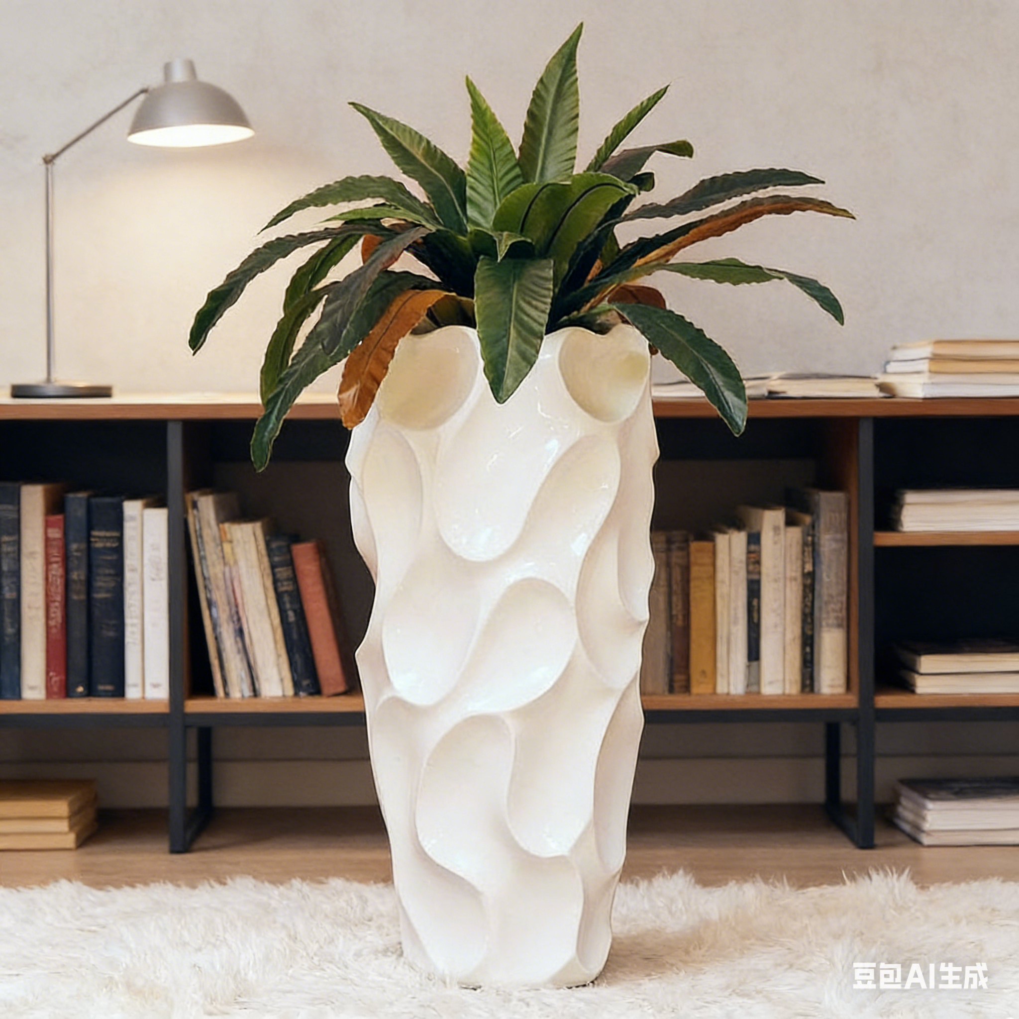 26/35/46厘米大型白色花盆厂家批发圆形花盆家庭花园室内室外纤维粘土花盆