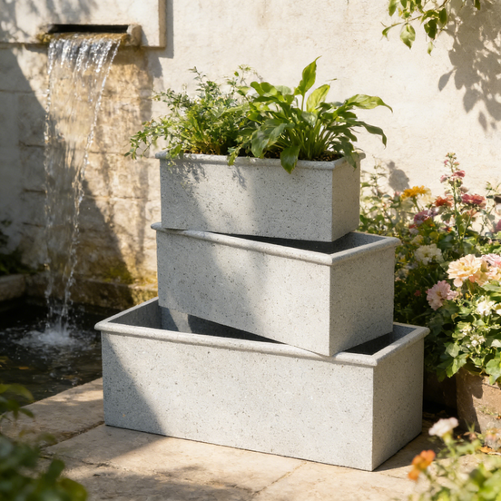 Rectangular Planter Fiber Clay Plant Pots Outdoor Large Garden Pots & Planters