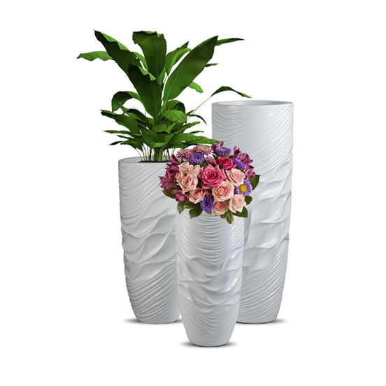 70/90/120cm Tall Floor Vases for Home Decor Factory Supply Fiberglass Floor Vase Large Decorative White Modern Vase