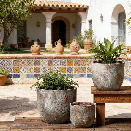 Large Wholesale Durable Eco-Friendly Cement Retro Design Flower Pots with Drainage Hole for Indoor/Outdoor Use