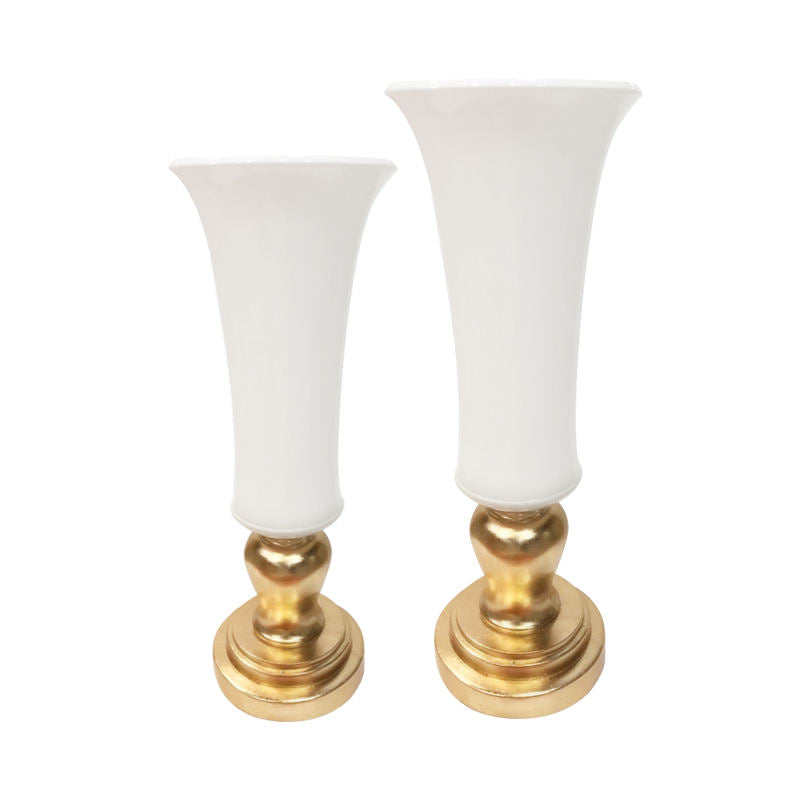Creative Pedestal Vase White and Gold Vases for Flowers Home Decor Luxury Floor Vase