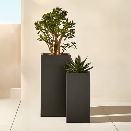 60cm Modern Square Fiberglass Tall Floor Vase Planter Decorative