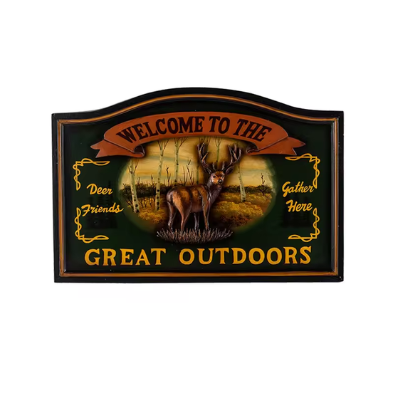 Retro Vintage Hunting Season Wooden Wall Hanging Plaque with Painted Finish Antique Design for Home Decor