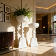 Verzierte Kugelsäule Geformter Leichter Robuster Pflanzkübel für Hochzeiten, Bankette und Events Dekoration Stilvolle Pflanzgefäße aus Fiberglas für den Boden