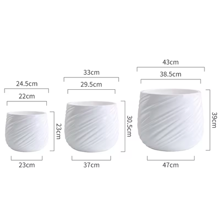 Wholesale Dia 45cm Large Plant Pots Outdoor Indoor White Flower Pots Big Fiber Pots for Plants