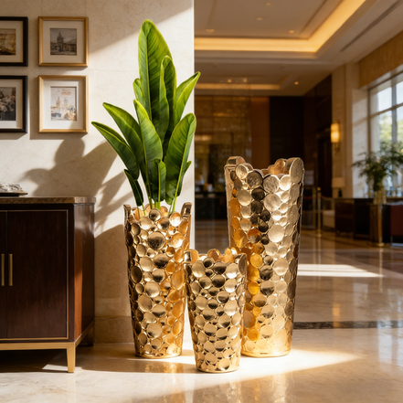 60/80/100cm Große Goldvasen für Blumen Heimdekoration Luxusvase Direkt ab Werk Hohe Bodenvase Gold