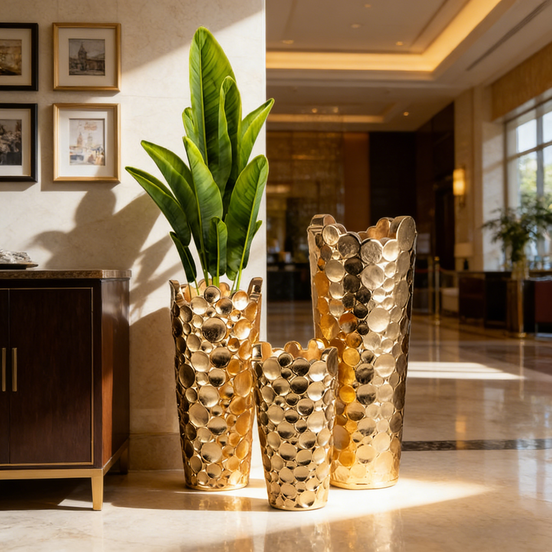 60/80/100cm Große Goldvasen für Blumen Heimdekoration Luxusvase Direkt ab Werk Hohe Bodenvase Gold