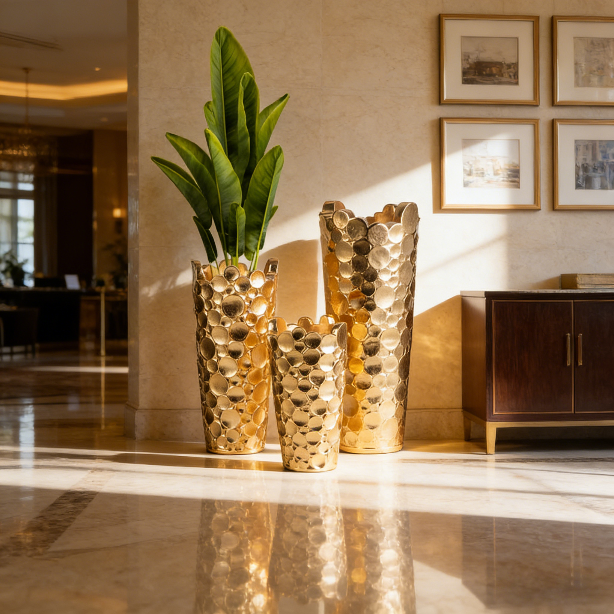 60/80/100cm Große Goldvasen für Blumen Heimdekoration Luxusvase Direkt ab Werk Hohe Bodenvase Gold