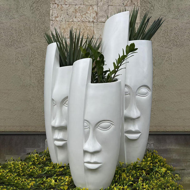 Große Innen- und Außenpflanzen Blumen Künstliche Orchidee Bodenvase Heimdekoration Fiberglas Gesichts-Pflanzgefäße