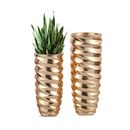 70/90cm Gold Blumenvase Home Decor Luxusvase Blumentopf Fabrik Direktverkauf Fiberglas Bodenvase Luxus Gold Pflanzgefäß