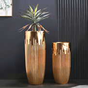 70/90cm Gold Blumenvase Home Decor Luxusvase Blumentopf Fabrik Direktverkauf Fiberglas Bodenvase Luxus Gold Pflanzgefäß