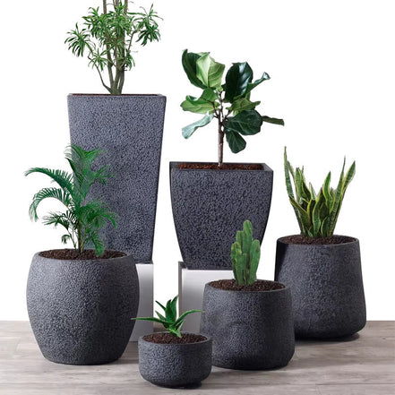 Große Blumentöpfe für den Innenbereich, Fabrik Großhandel, Faser-Clay-Töpfe für Pflanzen, große Outdoor-Gartentöpfe und Pflanzgefäße
