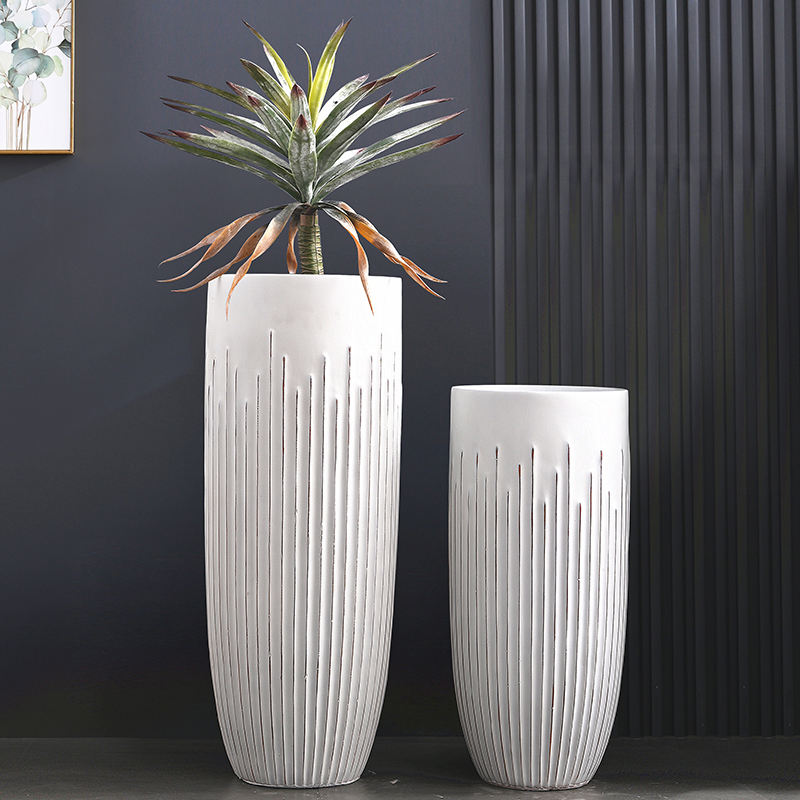Fabrik Direktverkauf Bodenvase Große Sets Wohndekoration Haus Pflanzgefäß Antikweiß Fiberglas Große Bodenpflanzenvase