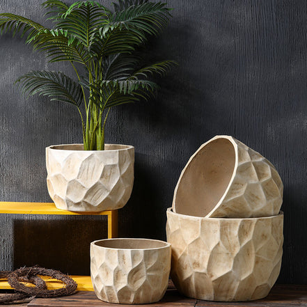 Große Outdoor-Schale Pflanzkübel Fabrik Großhandel Zement Blumentopf Entwässerung Großer Beton Blumenkübel Innendekorationen