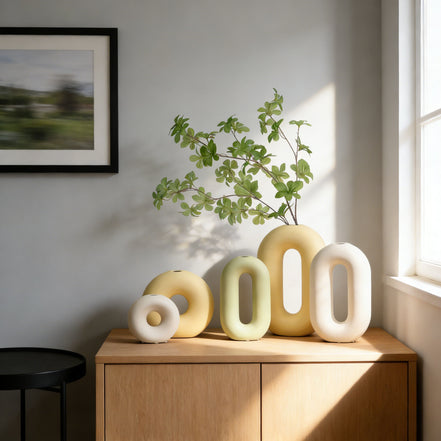 Donut-Vase, Direktverkauf ab Werk, umweltfreundliche Keramik-Terrakotta-Vasen, kreative moderne Steinzeug-Mini-Tischvase