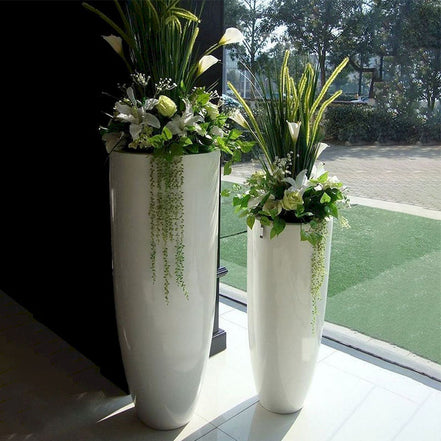 Einfacher Stil Moderne Luxus-Dekovasen Set 120cm Hohe Große Weiße Fiberglas Bodenvase für Wohnzimmer Hotellobby