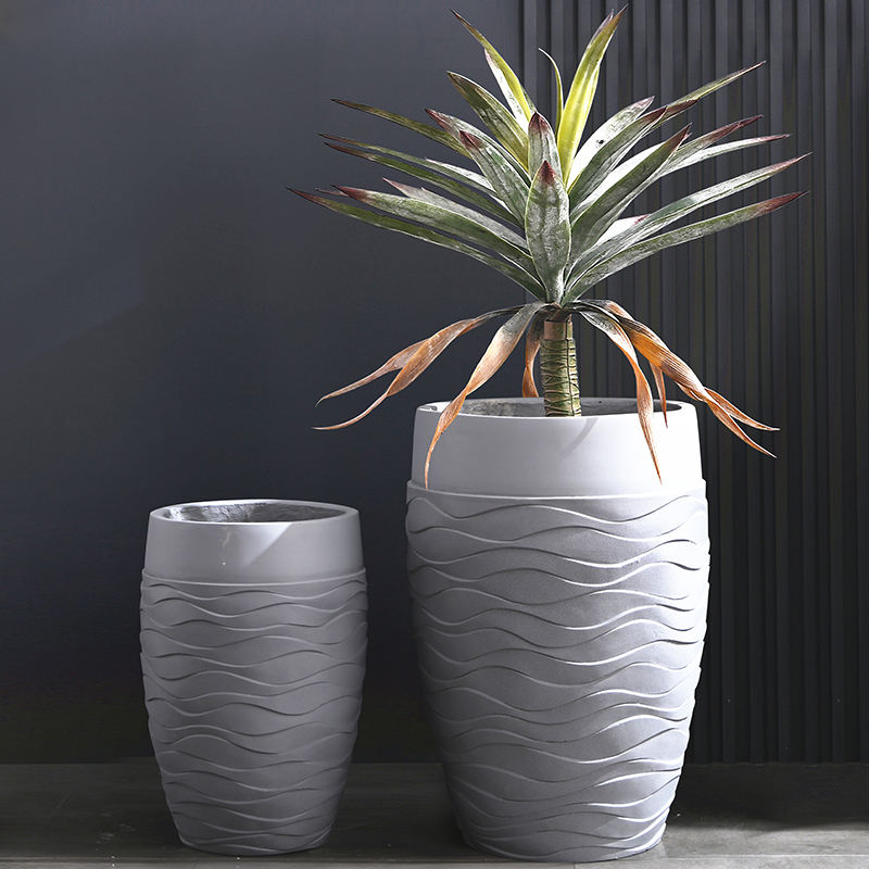 42/57cm Gartenpflanzgefäße Outdoor Indoor Blumentöpfe & Pflanzgefäße Fabrikpreis Fiber Clay Pflanzgefäß Outdoor Töpfe für Pflanzen