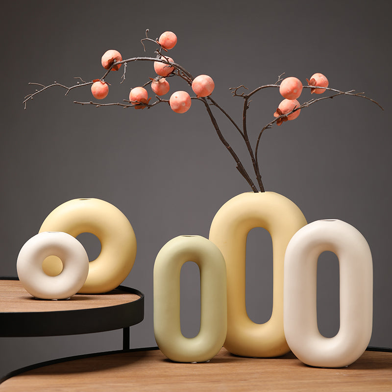 Donut-Vase, Direktverkauf ab Werk, umweltfreundliche Keramik-Terrakotta-Vasen, kreative moderne Steinzeug-Mini-Tischvase