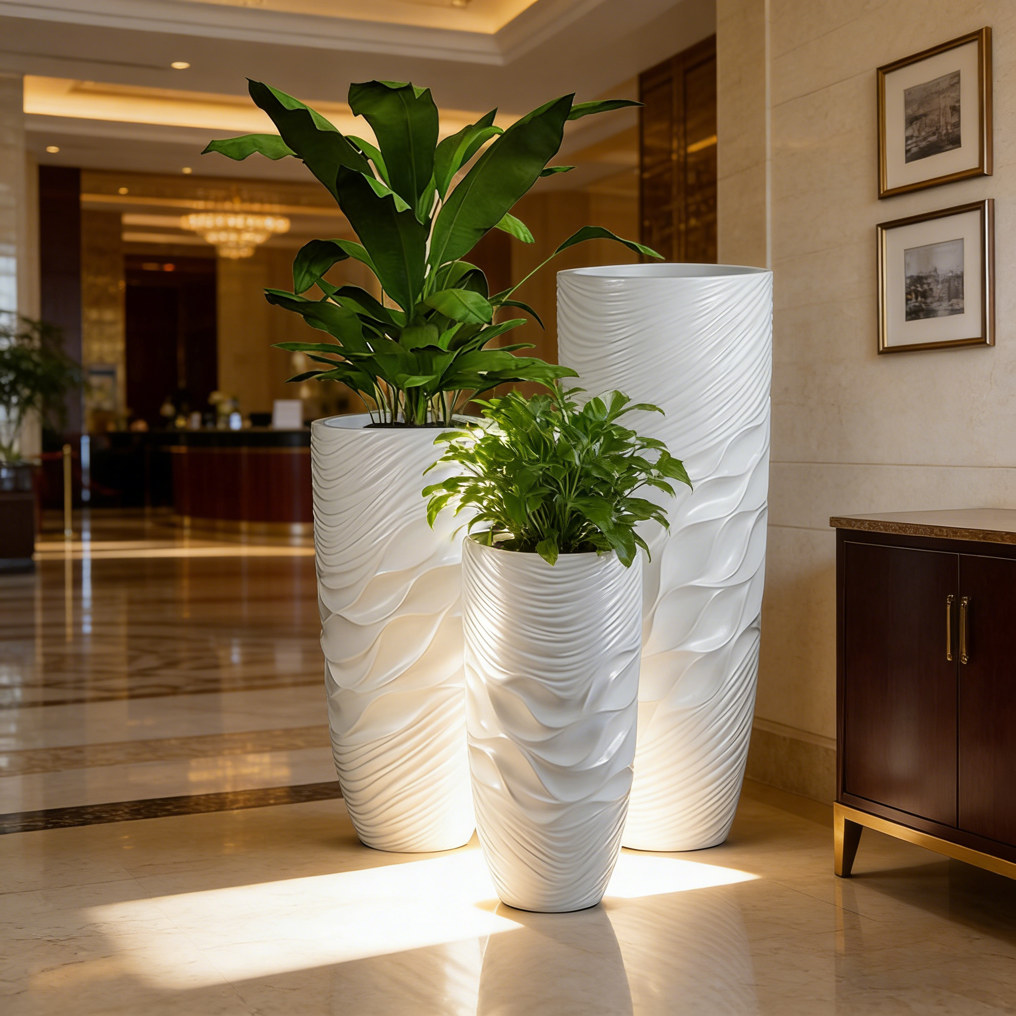 70/90/120厘米高地板花瓶家居装饰工厂供应玻璃纤维地板花瓶大装饰白色现代花瓶JZY-1511~1513